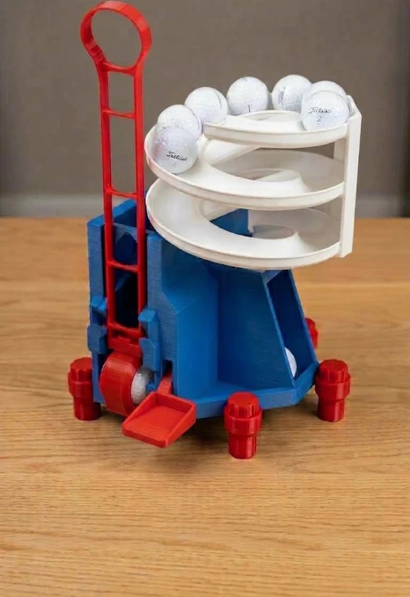 3D printed golf ball dispenser loaded with golf balls